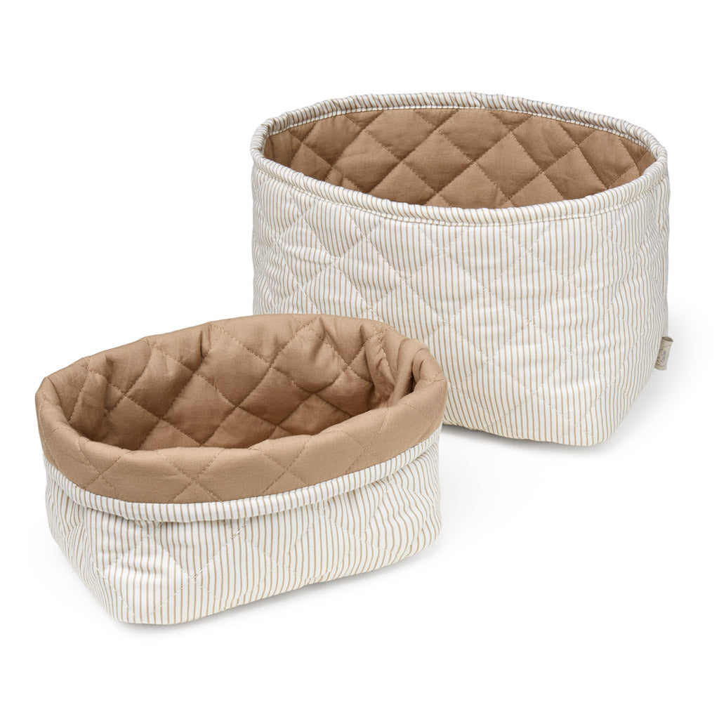 Paniers de rangement matelassés - Set de deux - OCS Rayures marron
