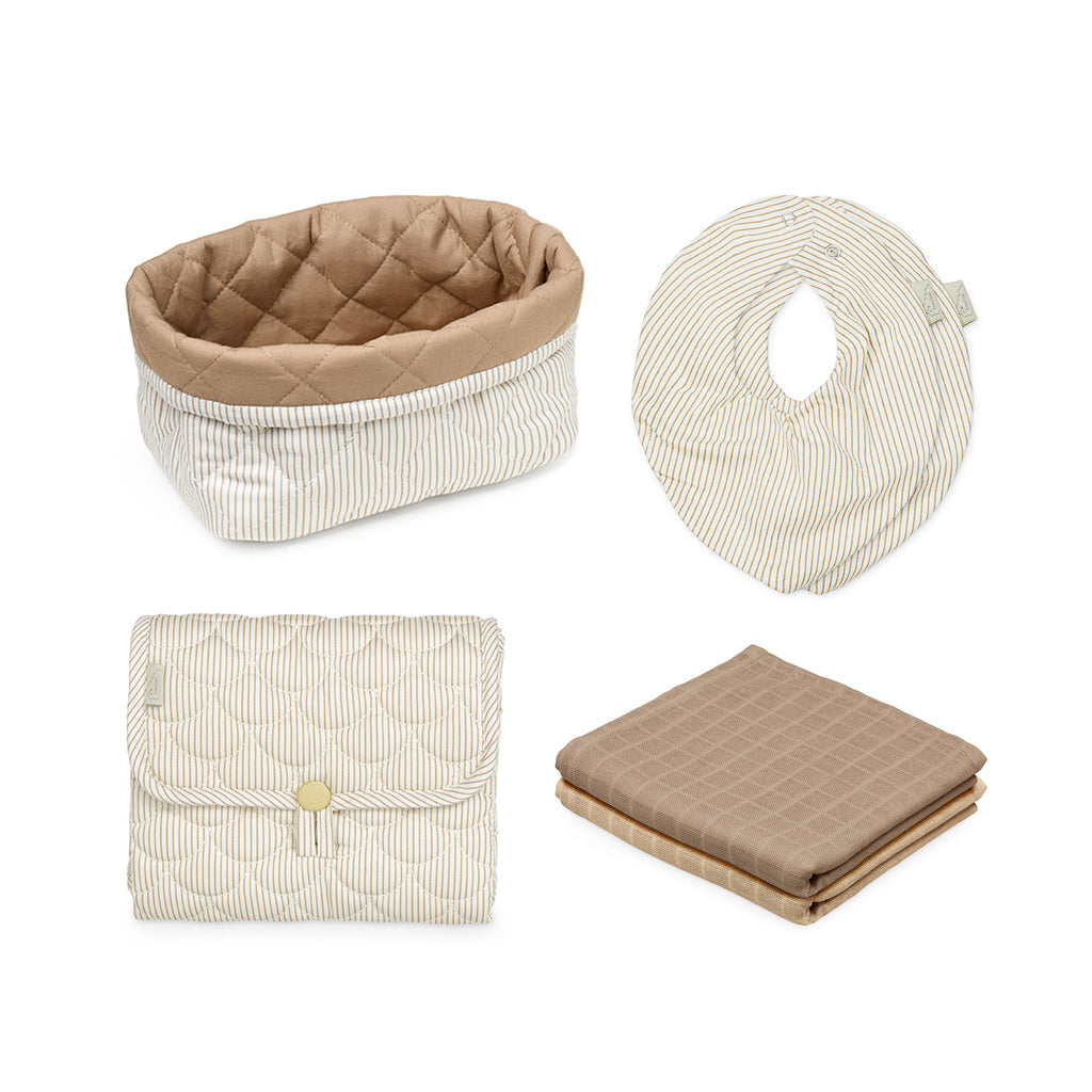 Cadeau de naissance - Set de soins pour bébé - Classic Stripes Camel