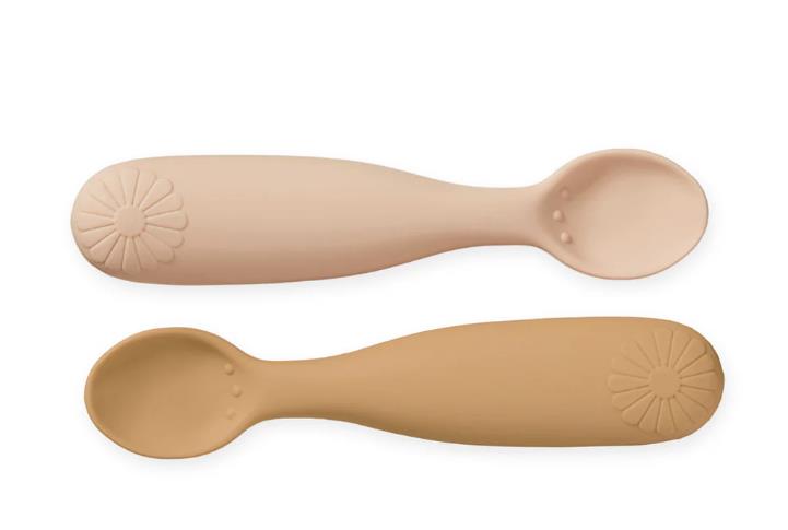 Cuillères Flower en silicone, set de 2 - mélange de Corail