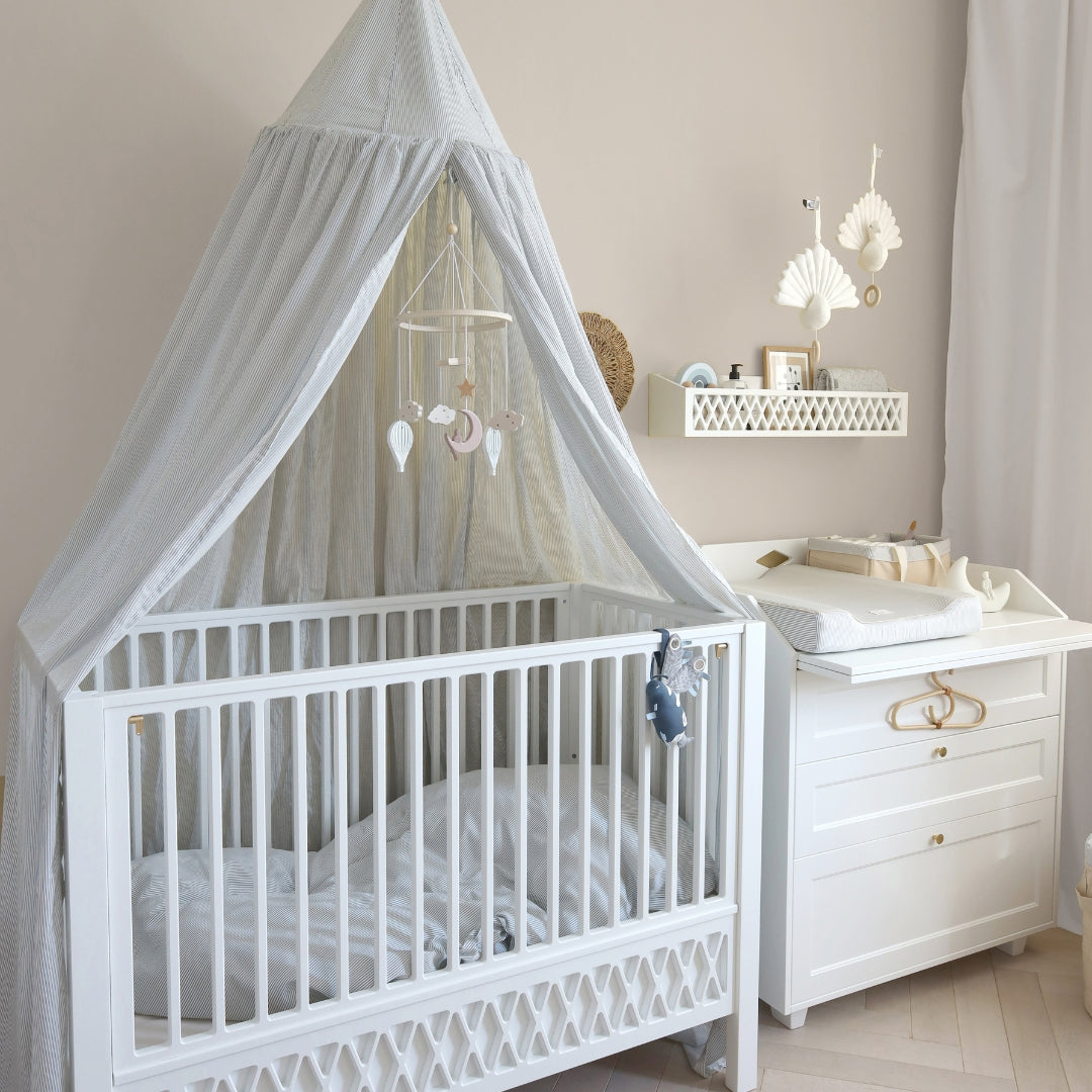 Bed Canopy - GOTS Classic Stripes Blue
