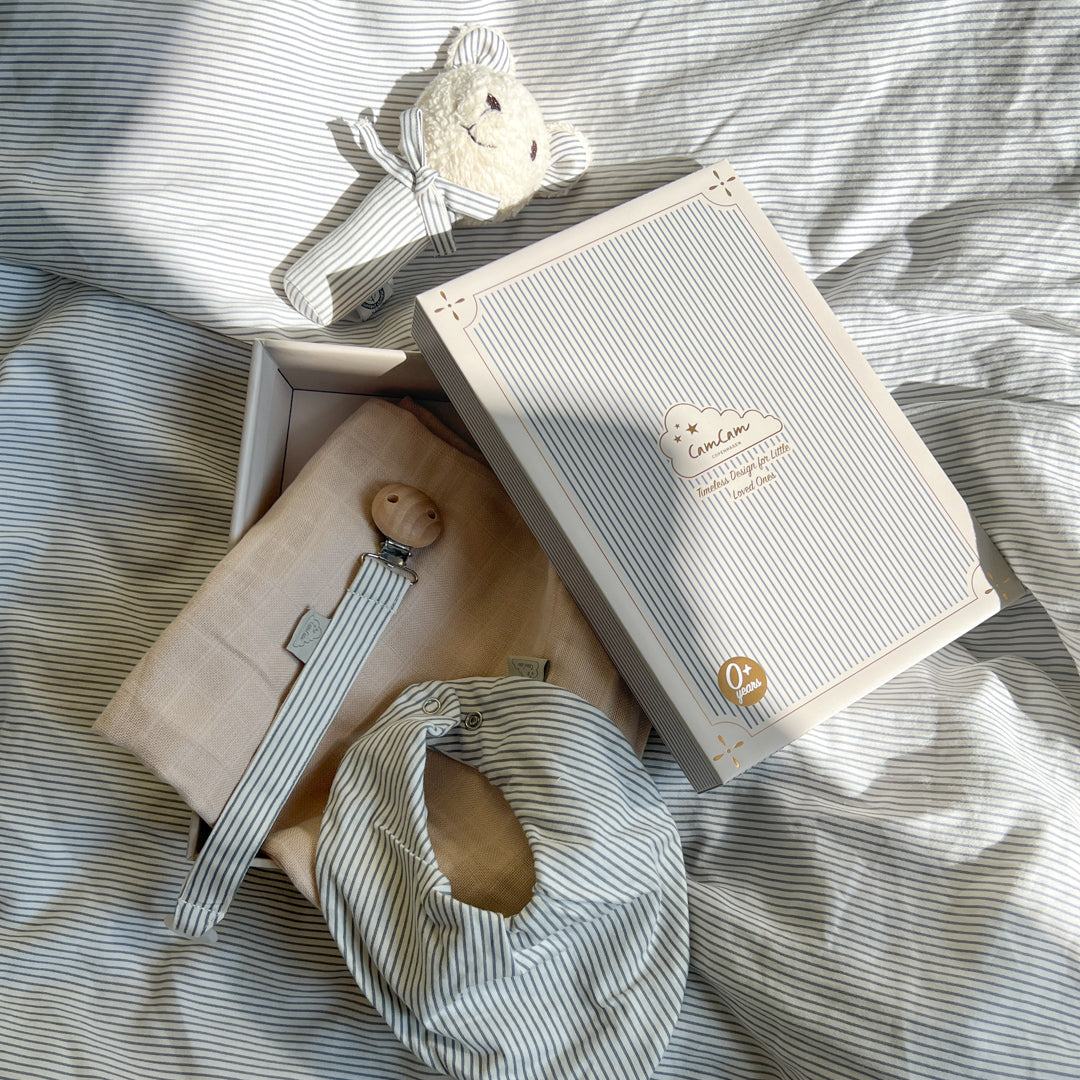 Coffret cadeau de naissance - Medium - Classic Stripes Blue