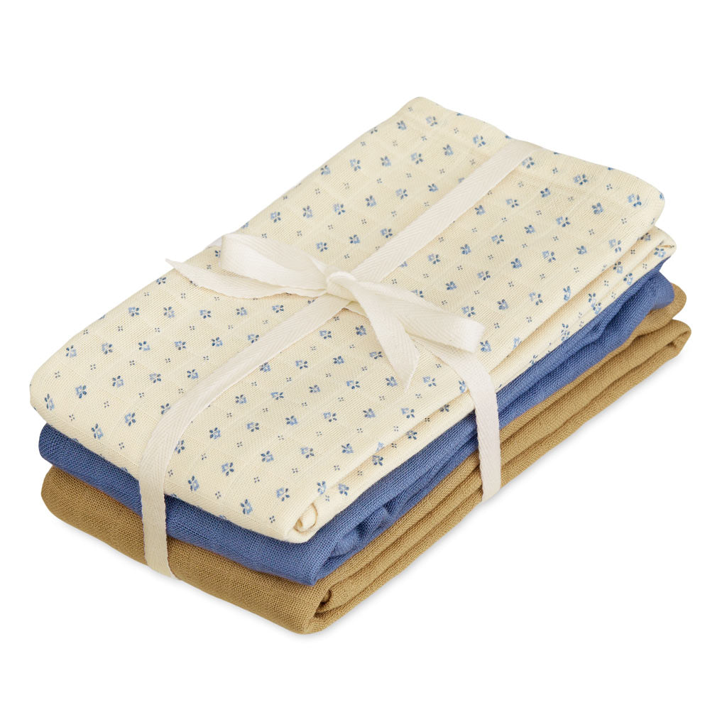Langes en mousseline, set de 3 - GOTS - Capri