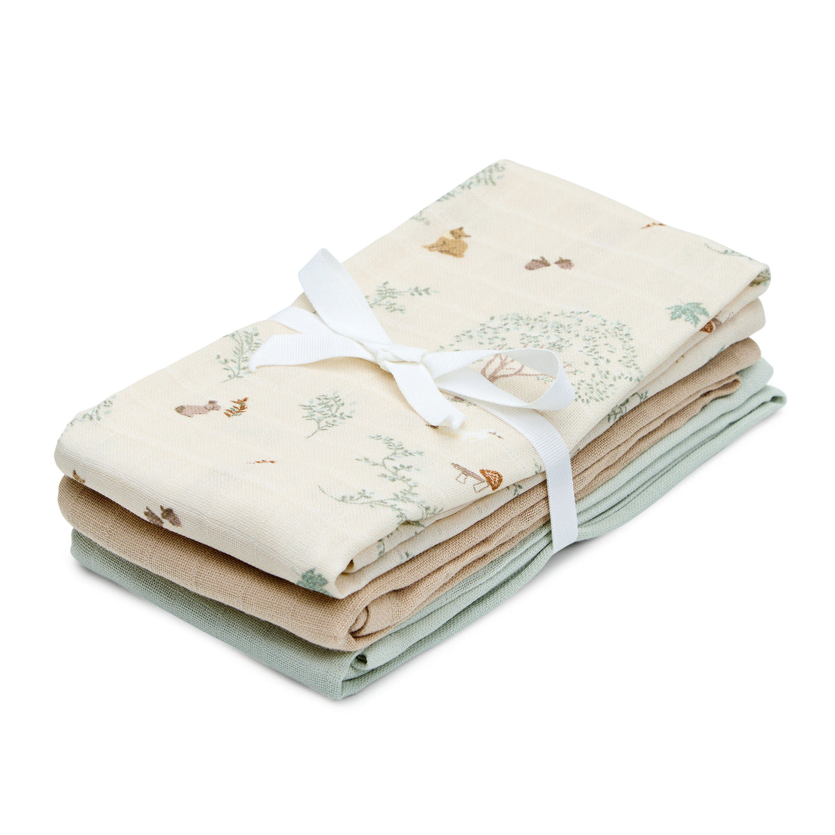 Lange en Mousseline, lot de 3 - GOTS - Woodland