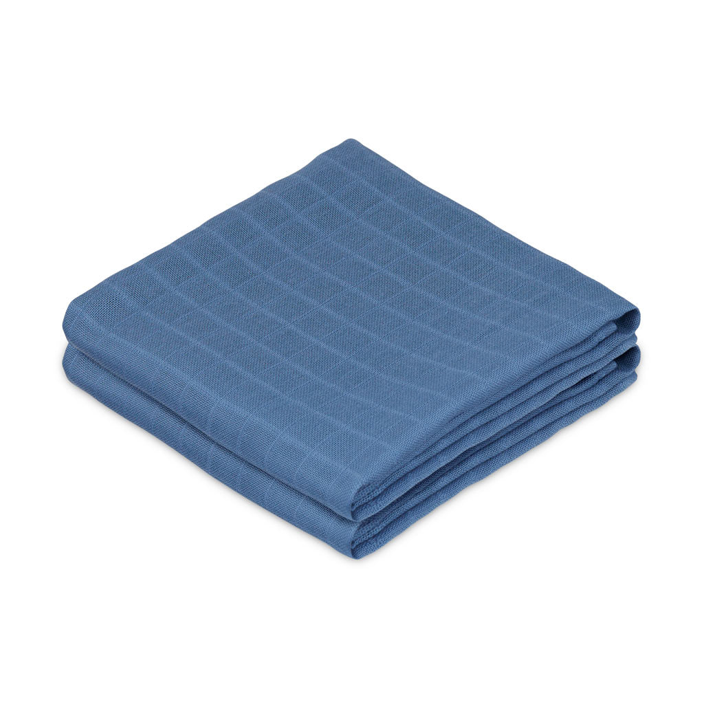 Langes en mousseline. set de 2 - GOTS - Deep Blue