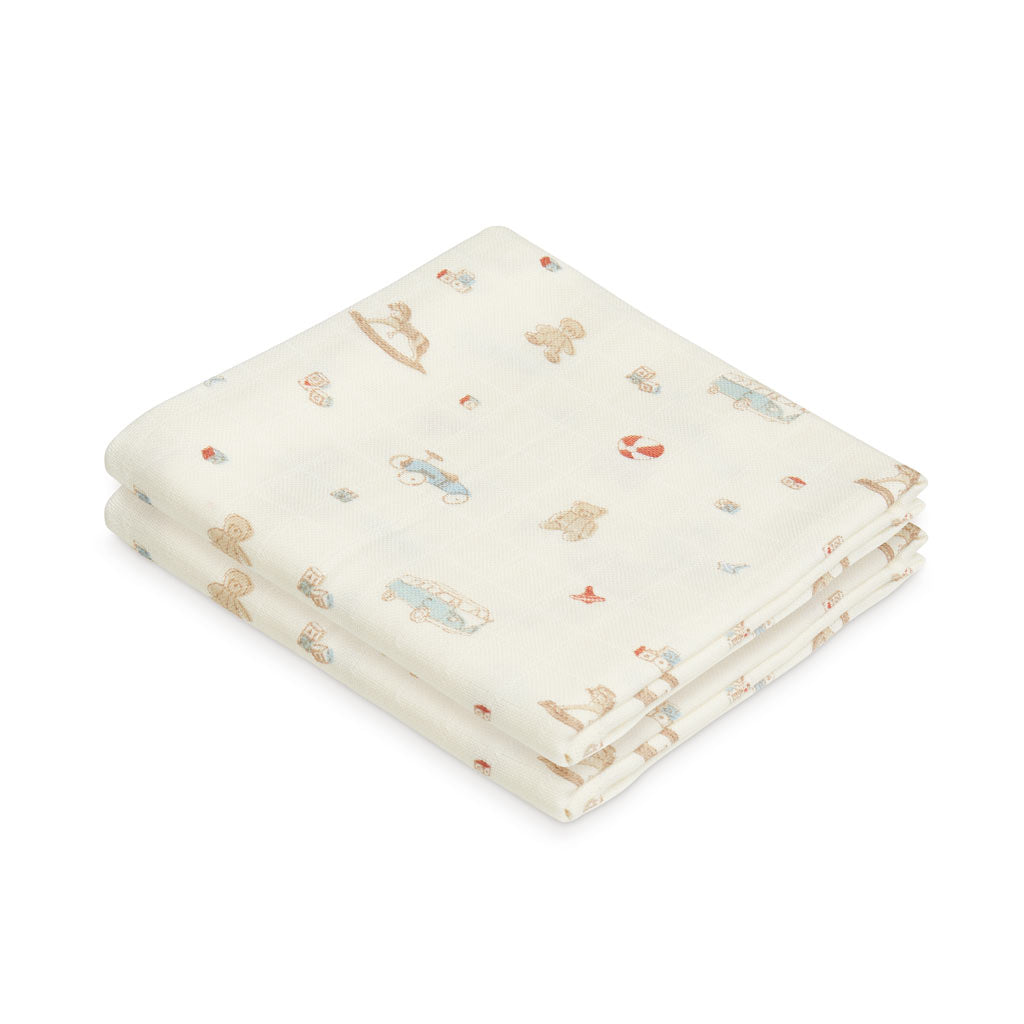 Lange imprimé en Mousseline, lot de 2 - GOTS - Vintage Toys