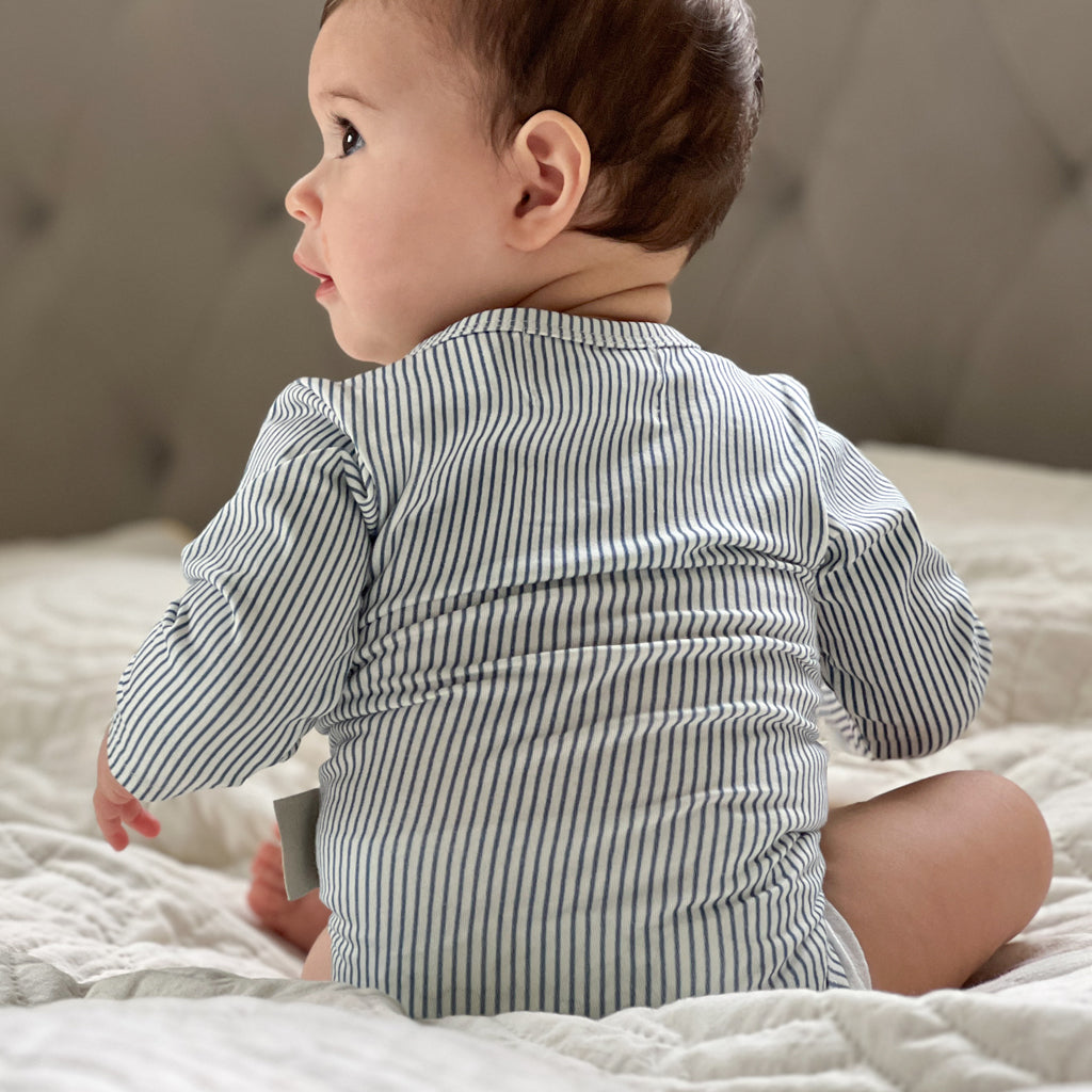 Body manches longues William - GOTS - Classic Stripes Blue