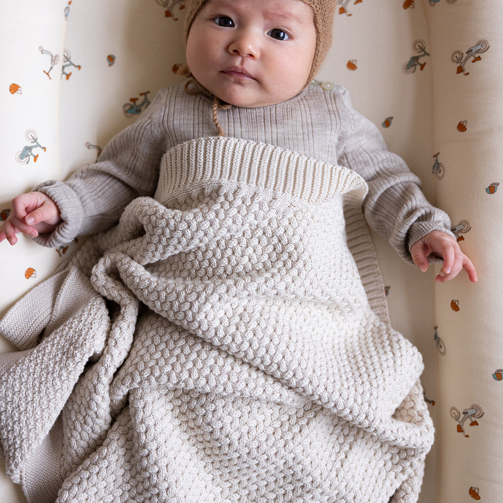 Plaid bébé en tricot Harper - GOTS - Off White