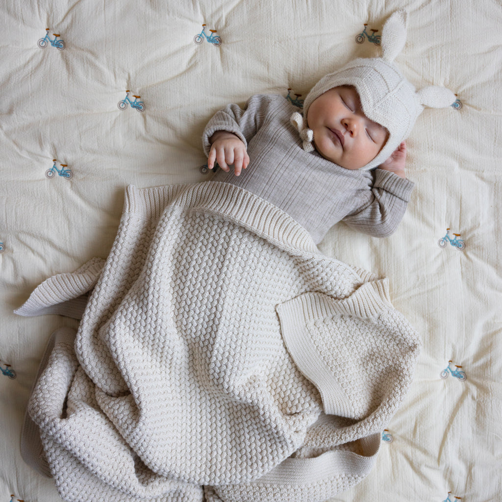 Plaid bébé en tricot Harper - GOTS - Off White