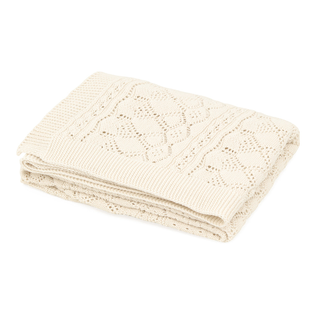 Plaid bébé en tricot Pointelle - GOTS - Off White