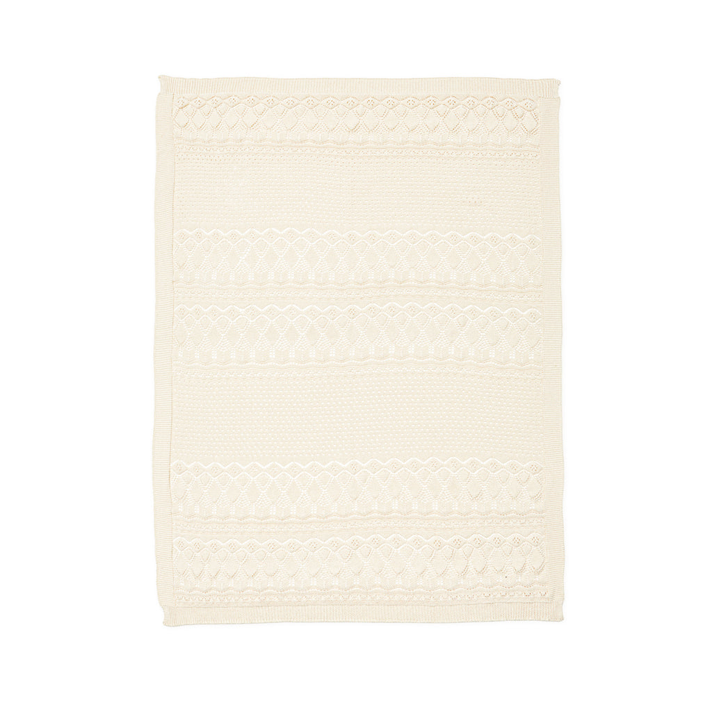 Plaid bébé en tricot Pointelle - GOTS - Off White