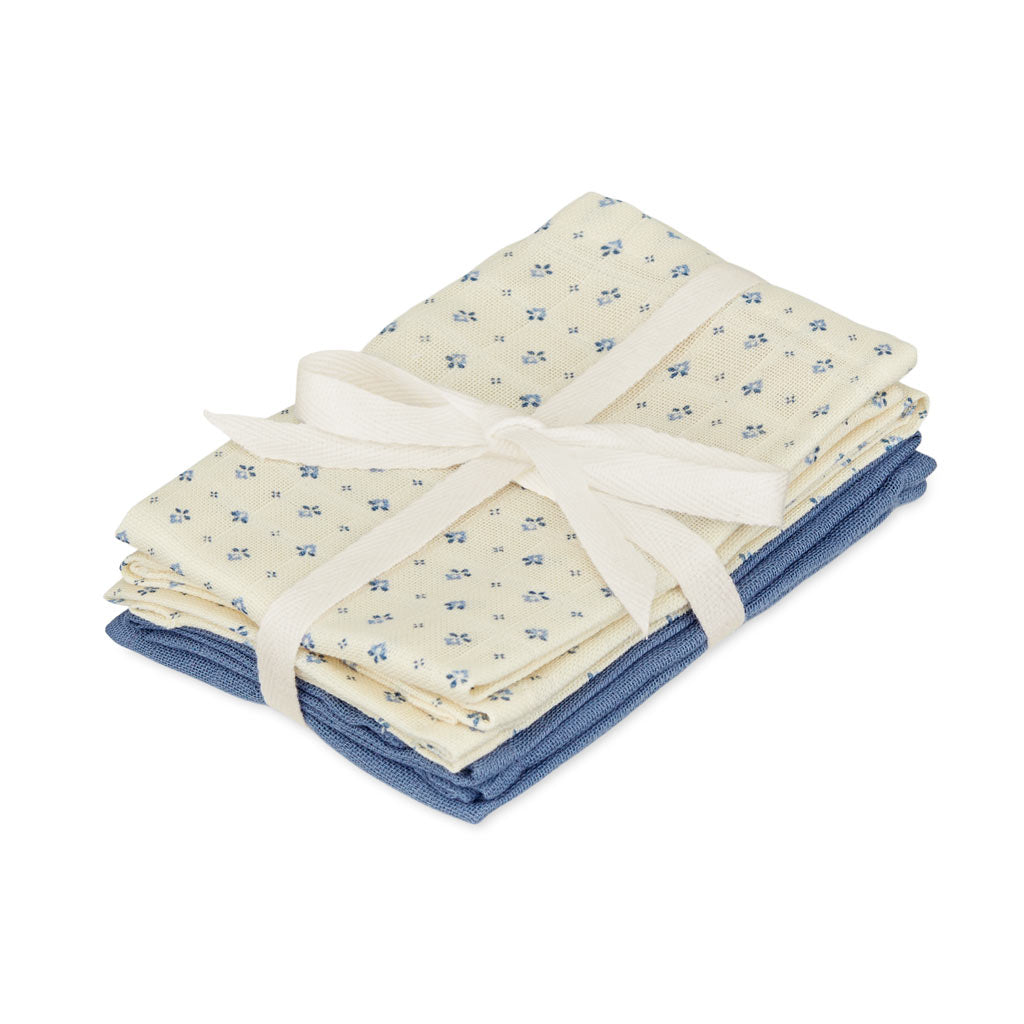 Lingettes de Toilette en Mousseline, set de 4 - GOTS - Capri