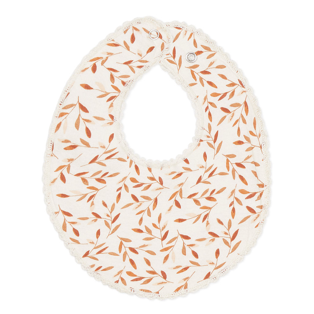 Teething Bib, Jersey - GOTS Caramel Leaves