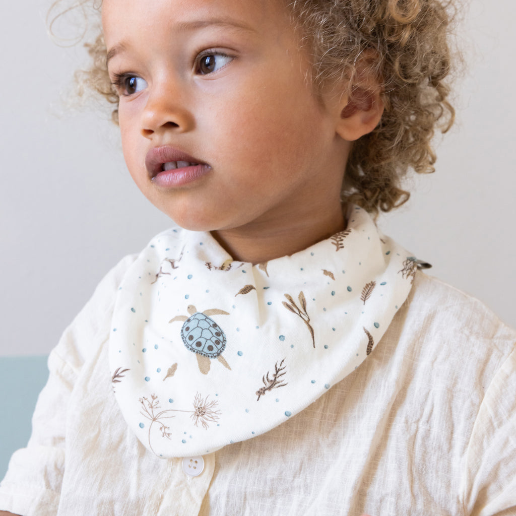 Bavoir Bandana, Jersey, set de 2 - GOTS - Sea Garden