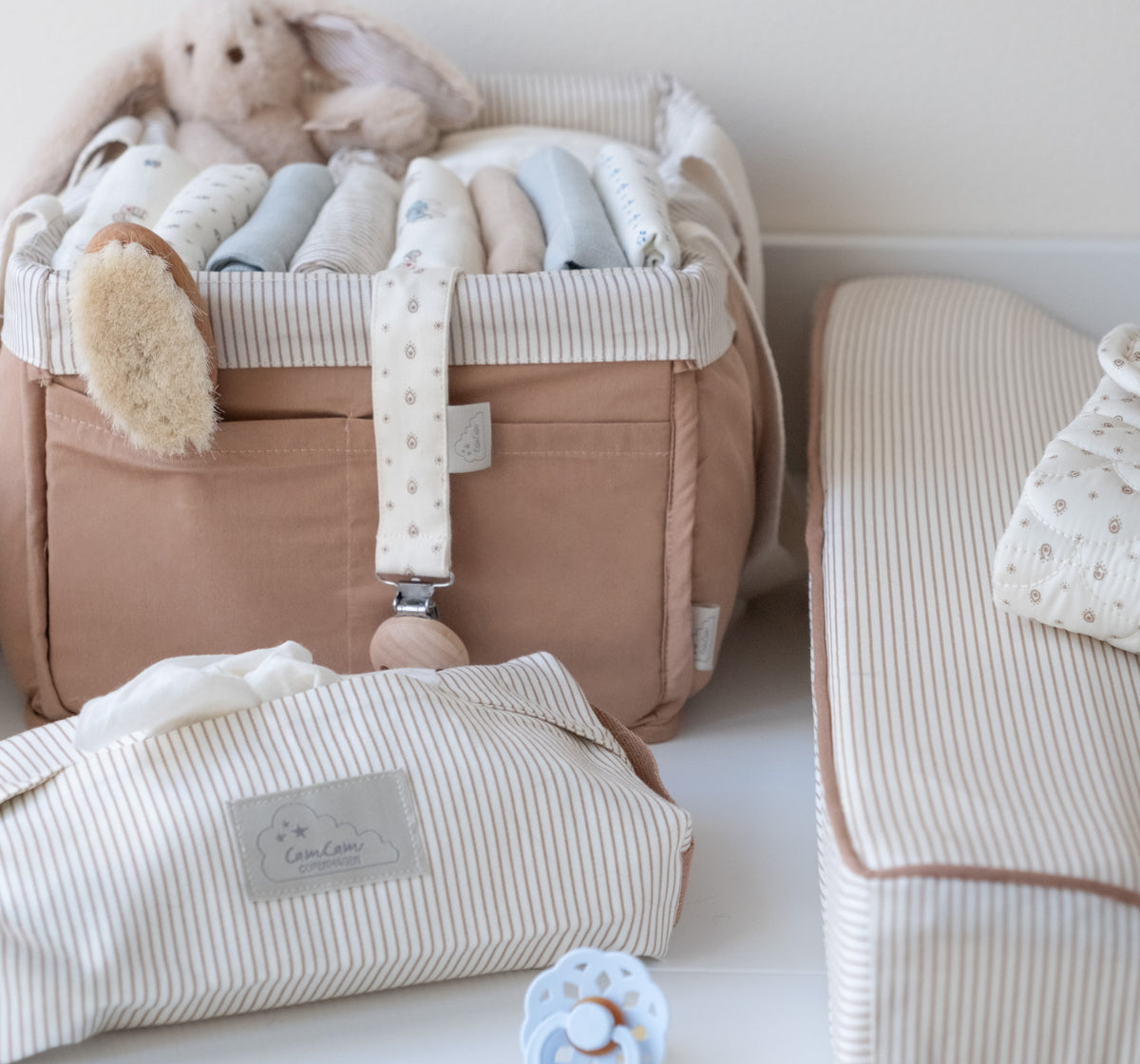 Wet Wipe Cover - GOTS Classic Stripes Camel