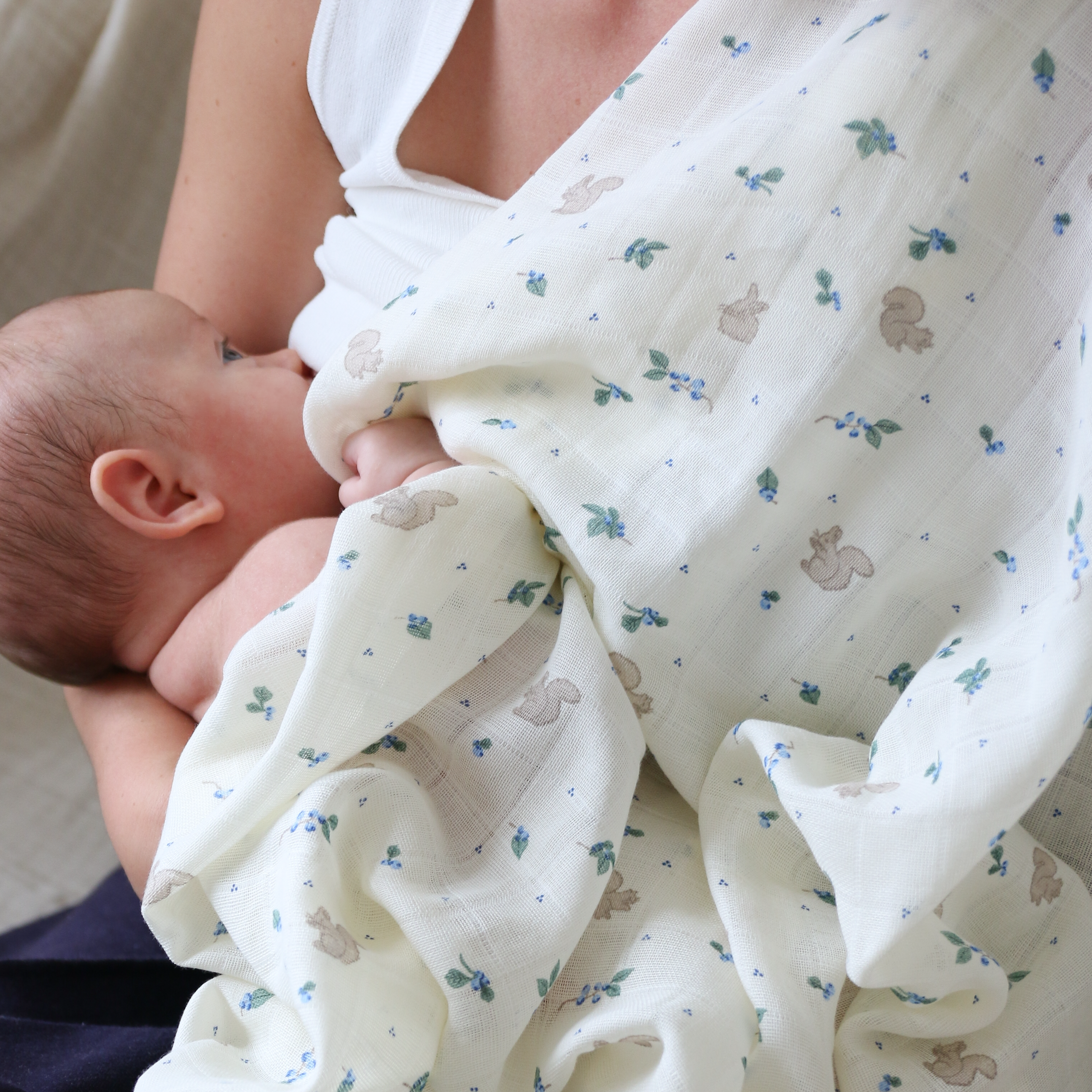 Muslin Cloth, Printed, 2-pack - GOTS - Blueberries