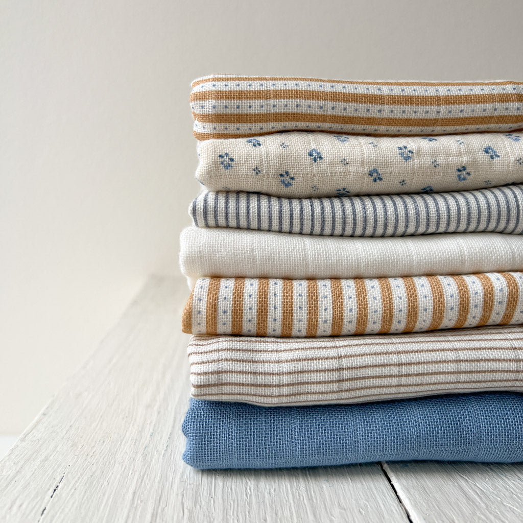 Langes en mousseline, imprimés, set de 2 - GOTS - Oatfield