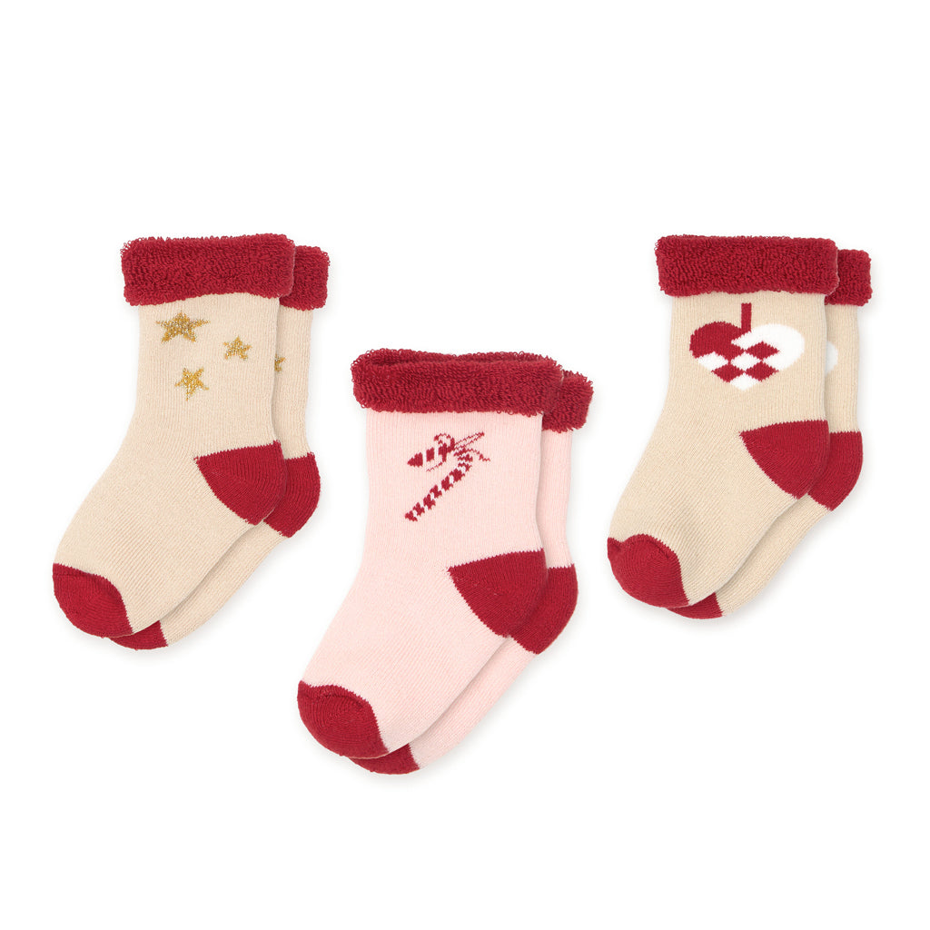 Chaussettes en Éponge Safi, 3-pack - Candy Cane
