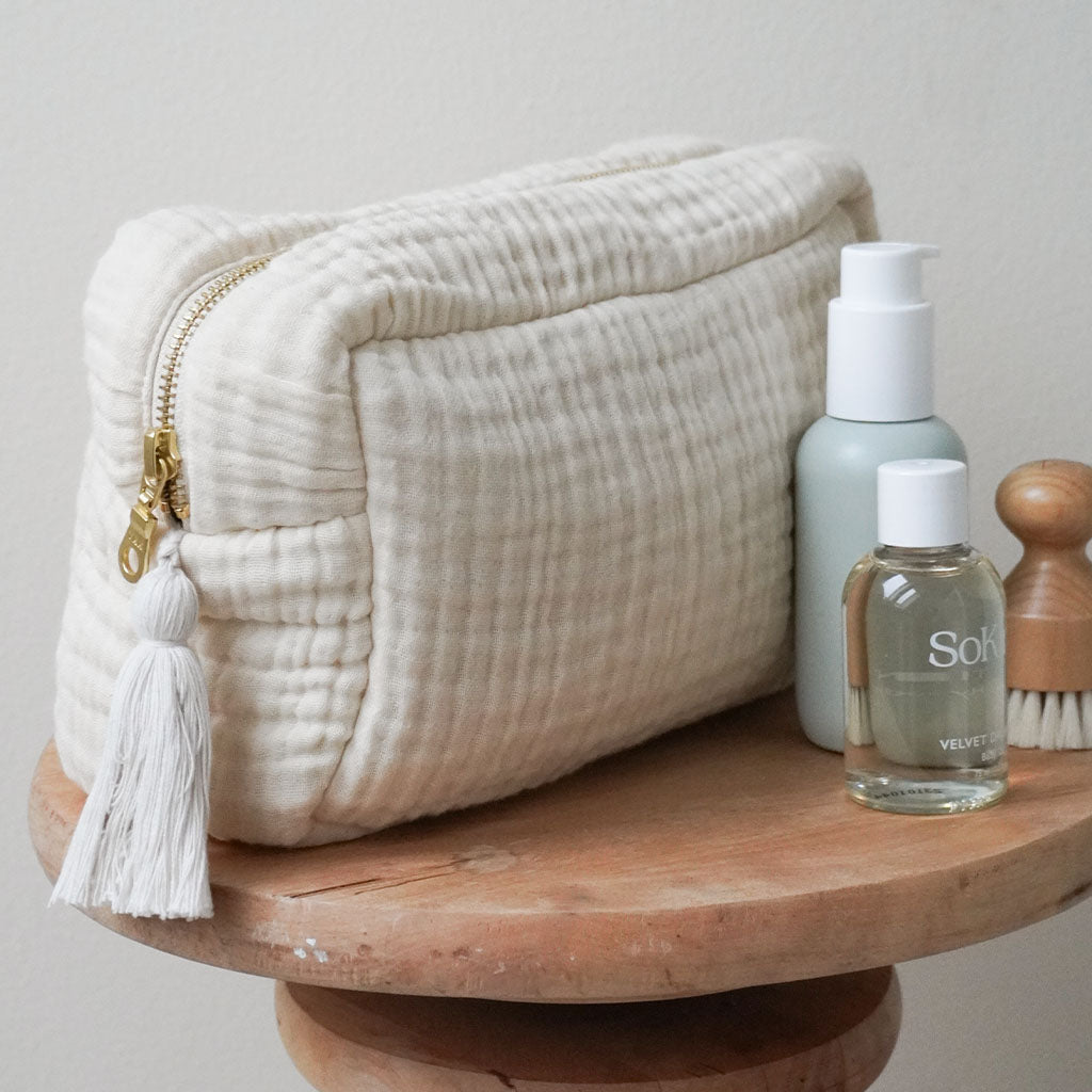 Muslin Toiletry Bag - OCS - Antique White