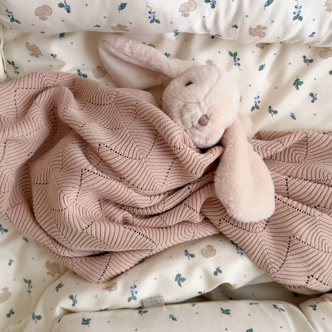 Scallop Knit Blanket - GOTS Almond