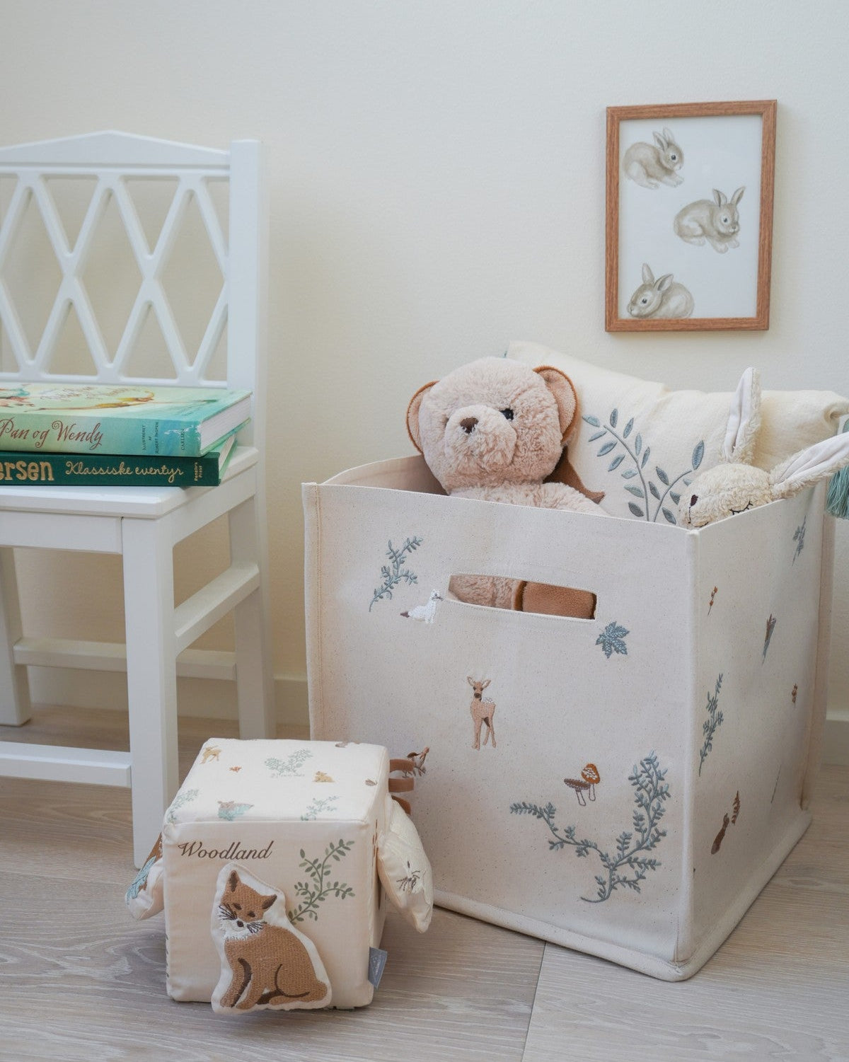 Panier de rangement en toile de cotton - GOTS - Woodland
