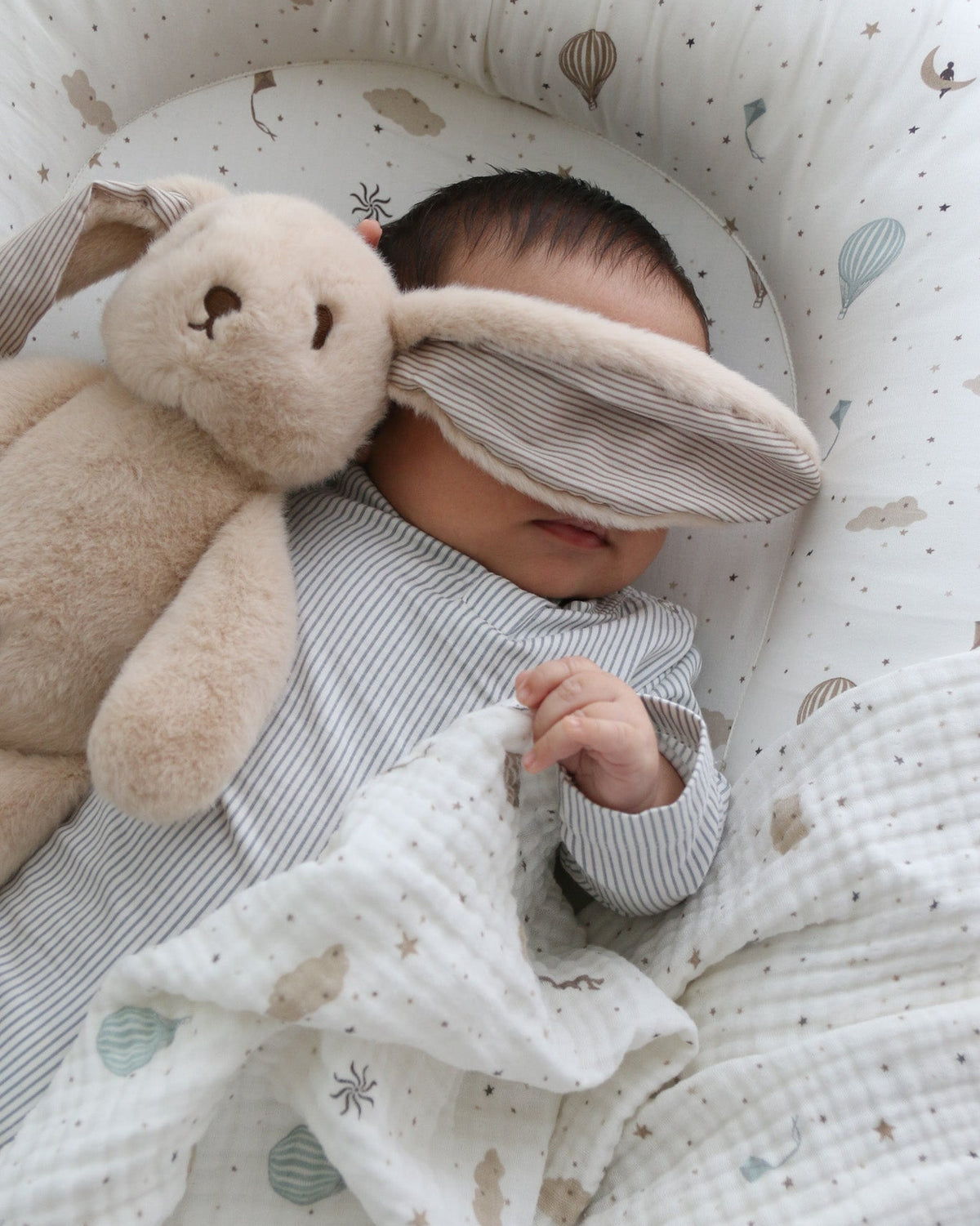 Peluche Billie lapin - Latte/Classic Stripes Camel
