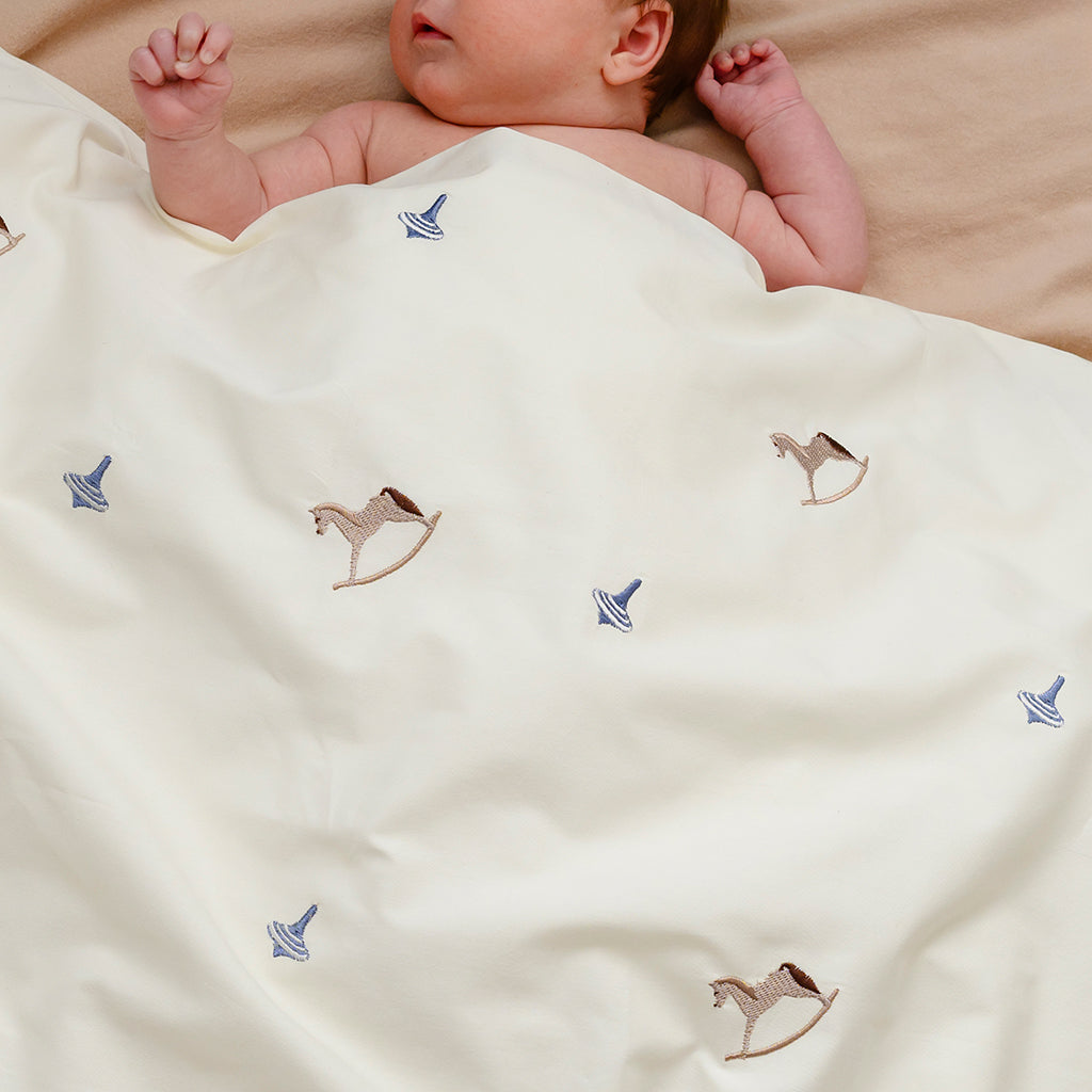 Parure de Lit Brodé, Bébé, 70x100cm - GOTS - Vintage Toys