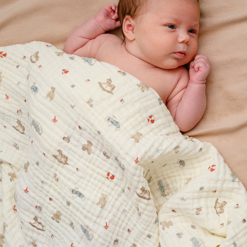 Couverture bébé en mousseline - GOTS - Vintage Toys