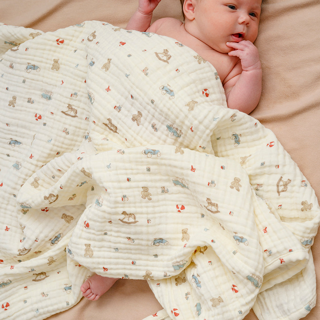 Muslin Baby Blanket - GOTS - Vintage Toys