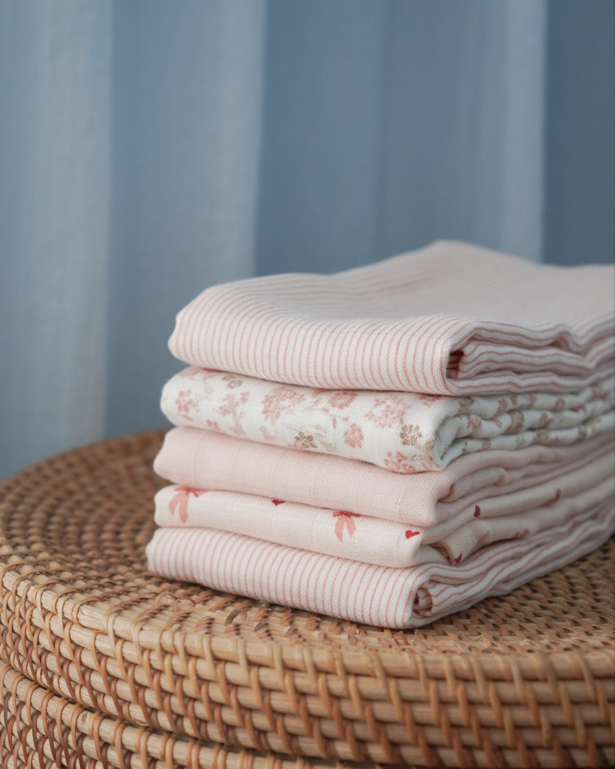 Muslin Cloth, Printed, 2-pack - GOTS - Classic Stripes Rose