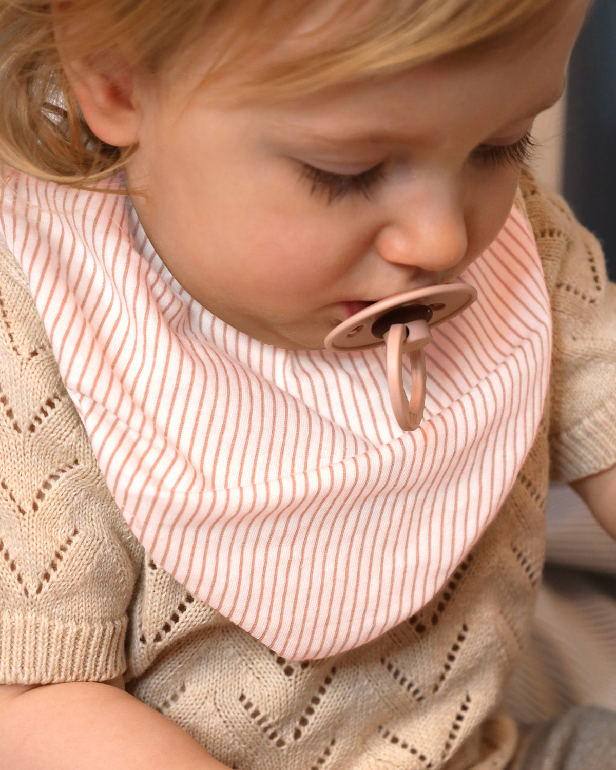 Bandana Bib, Jersey, 2-Pack - GOTS - Classic Stripes Rose