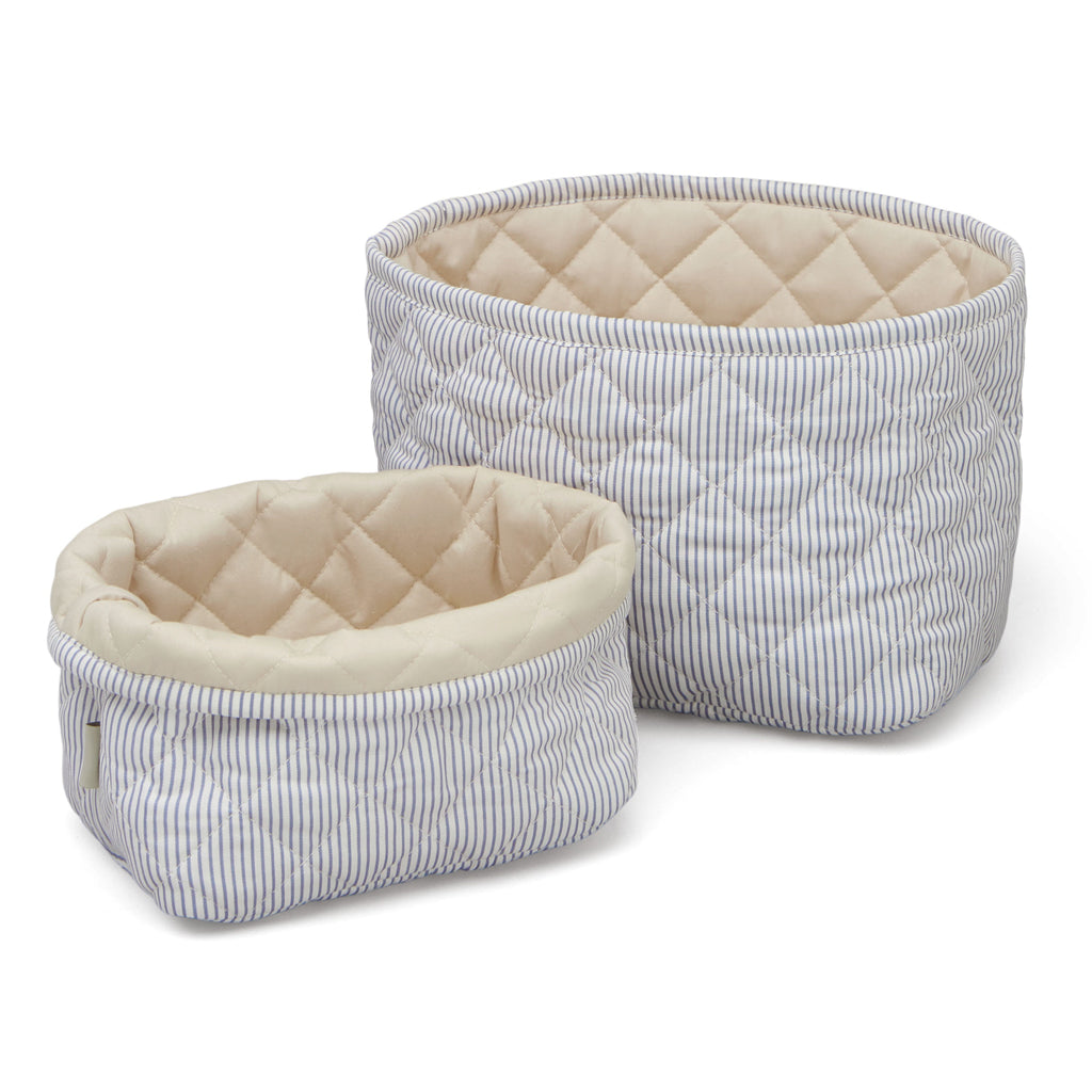 Paniers de rangement matelassés - Set de deux - OCS Classic Stripes Blue, Praline