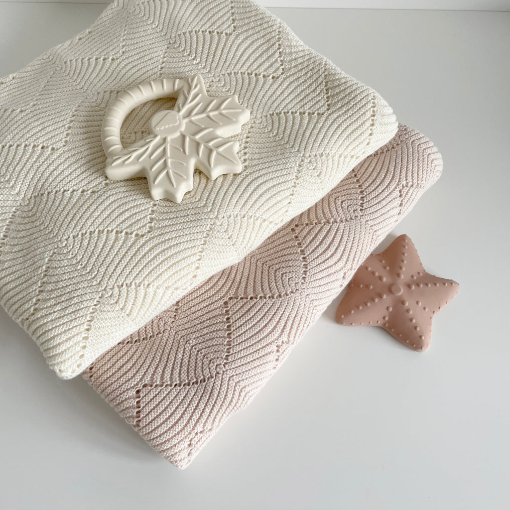 Couverture en tricot à festons - GOTS Natural