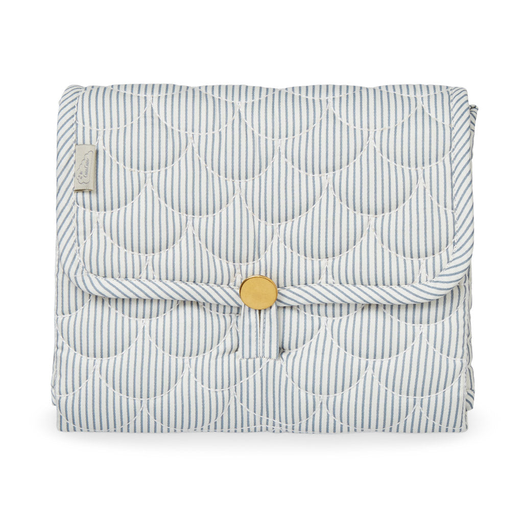 Matelas à langer de voyage, matelassé - OCS Classic Stripes Bleu, Praline