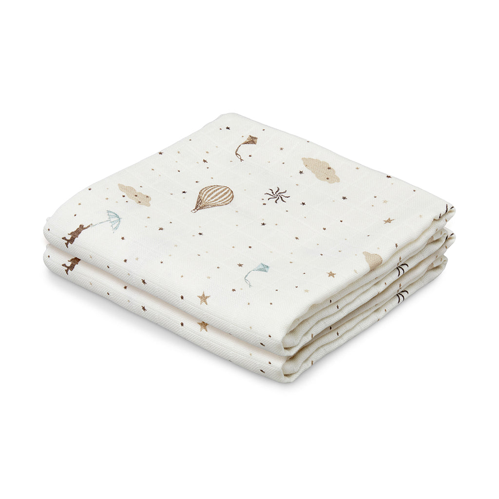 Langes en mousseline, imprimés, set de 2 - GOTS Dreamland