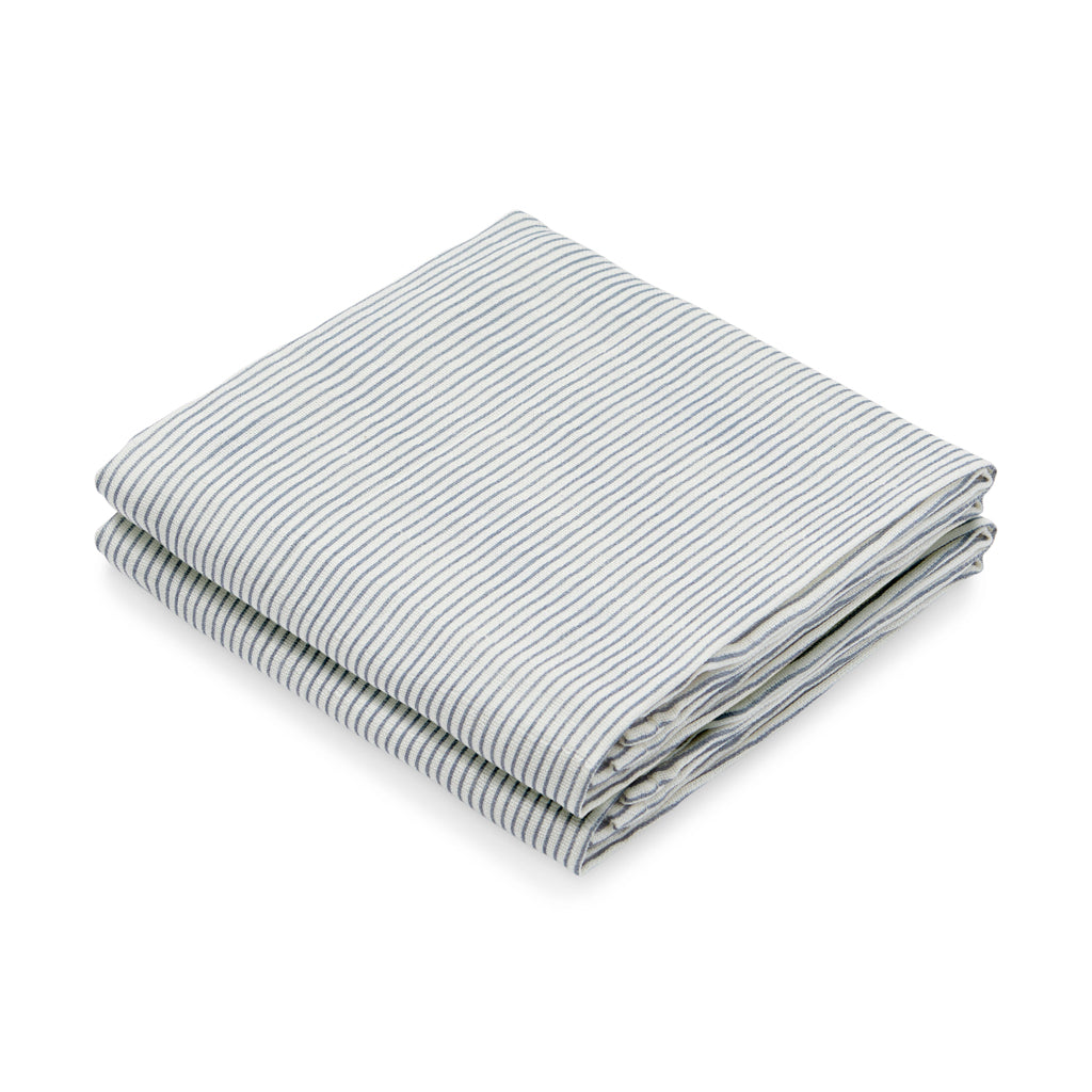Langes en mousseline, set de 2 - GOTS Classic Stripes Blue