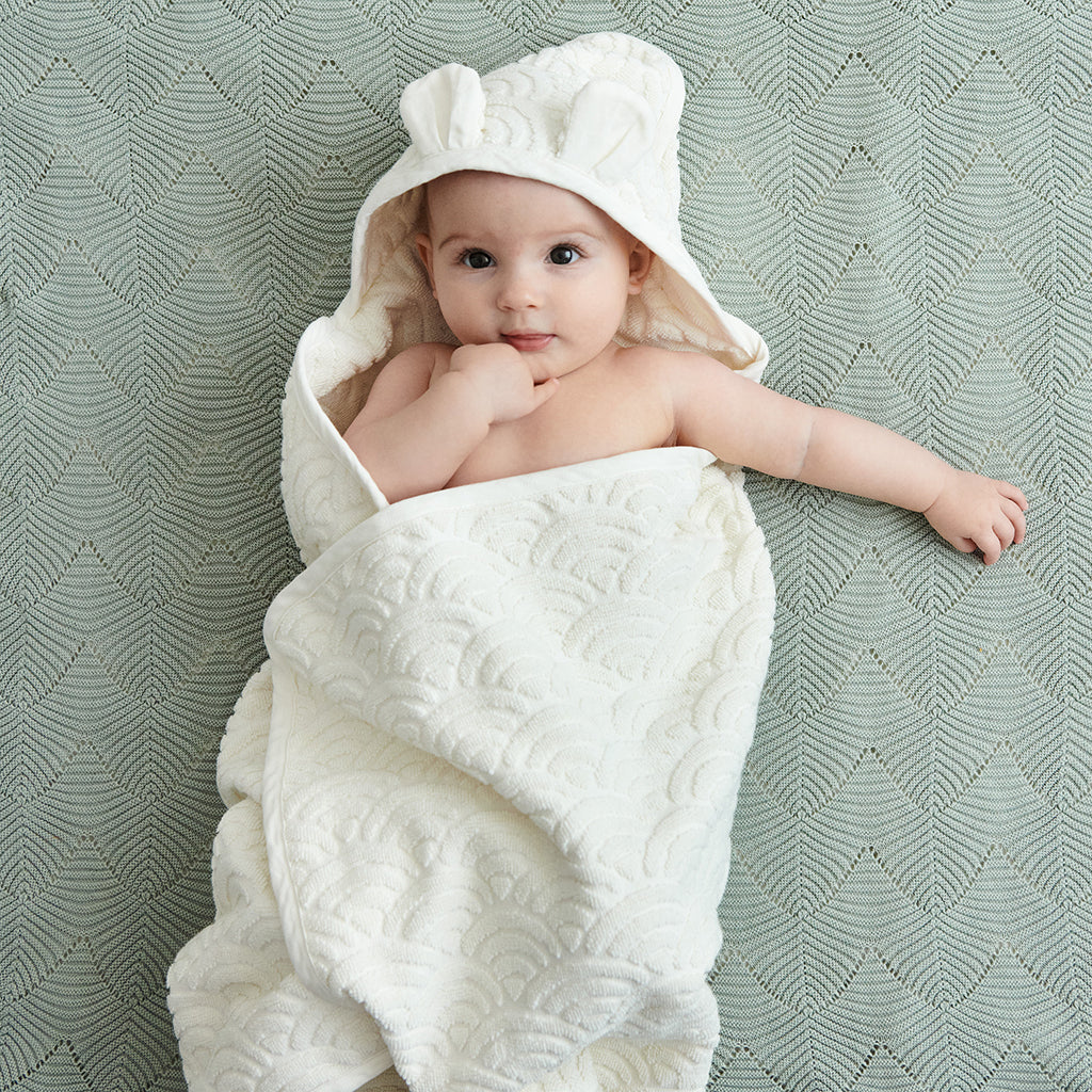 Towel, Baby, hooded w/ ears - GOTS Dusty Green