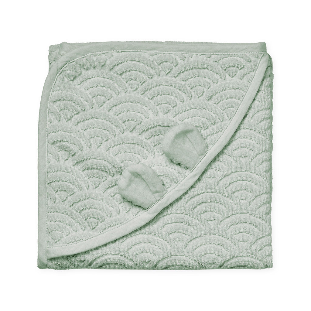 Towel, Baby, hooded w/ ears - GOTS Dusty Green