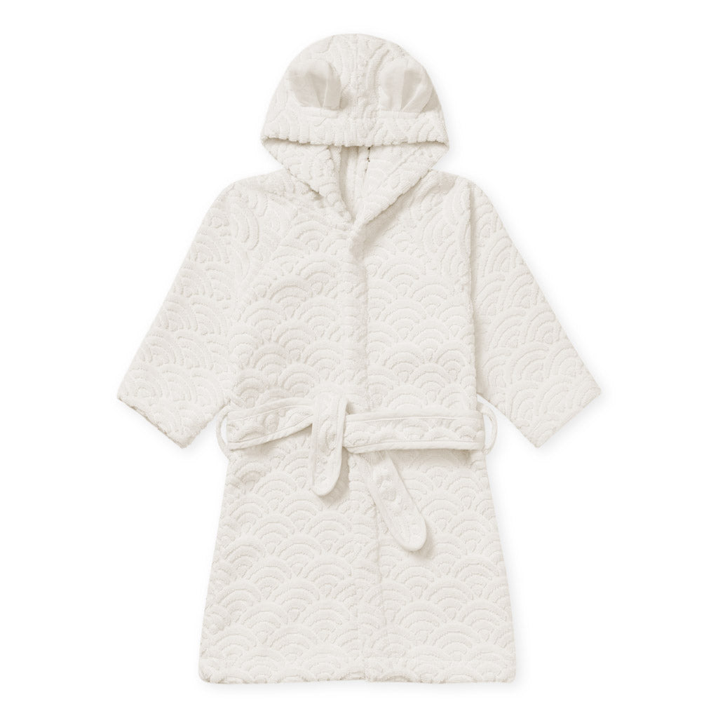 Peignoir à capuche avec oreilles, 1-2 ans - GOTS Off-Blanc