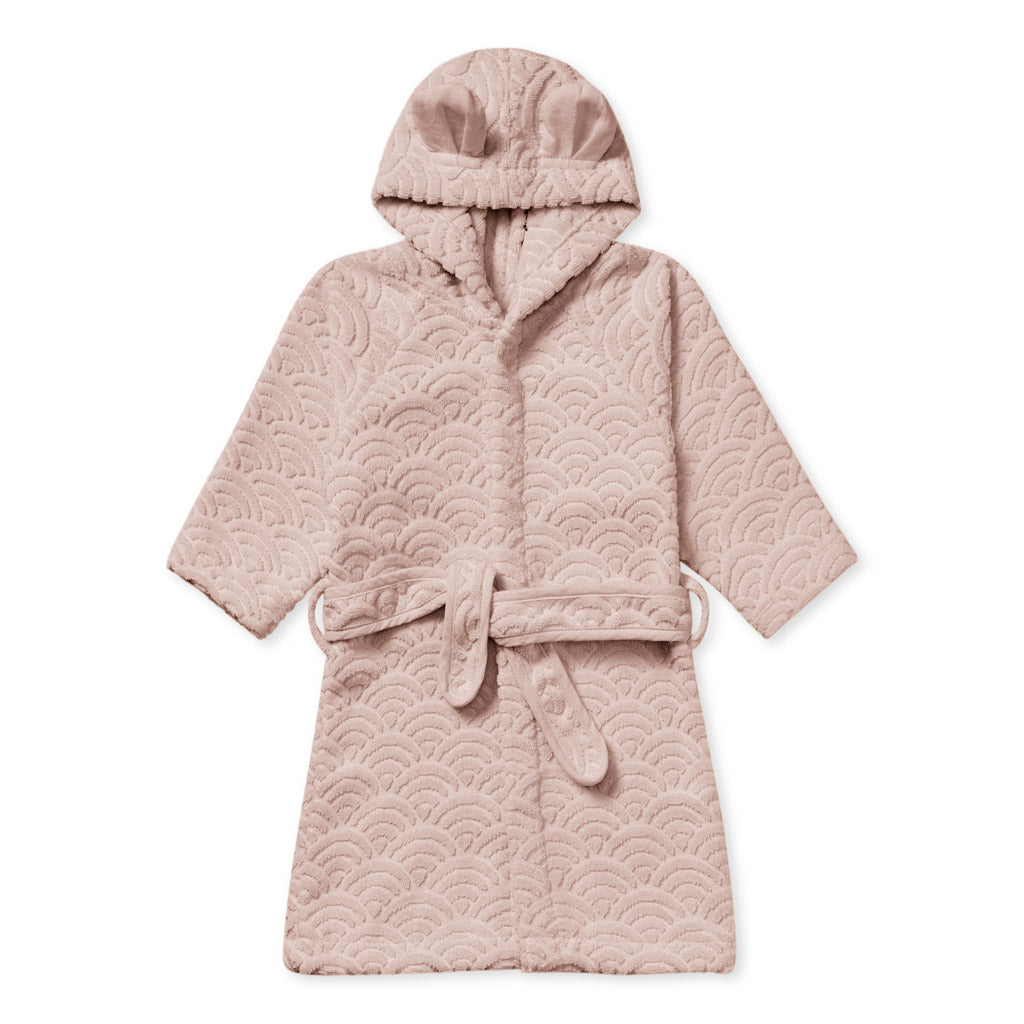 Peignoir à capuche avec oreilles, 1-2 ans - GOTS Vieux rose