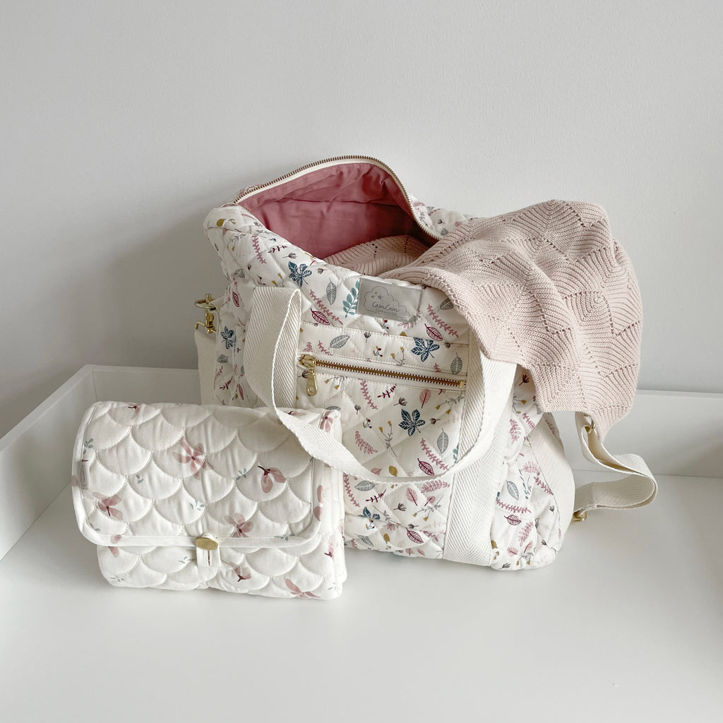 Matelas à langer de voyage, matelassé - OCS Windflower Creme
