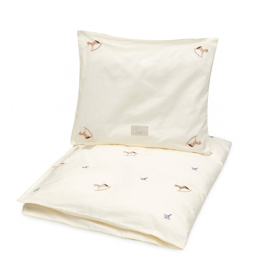 Parure de Lit Brodé, Bébé, 70x100cm - GOTS - Vintage Toys