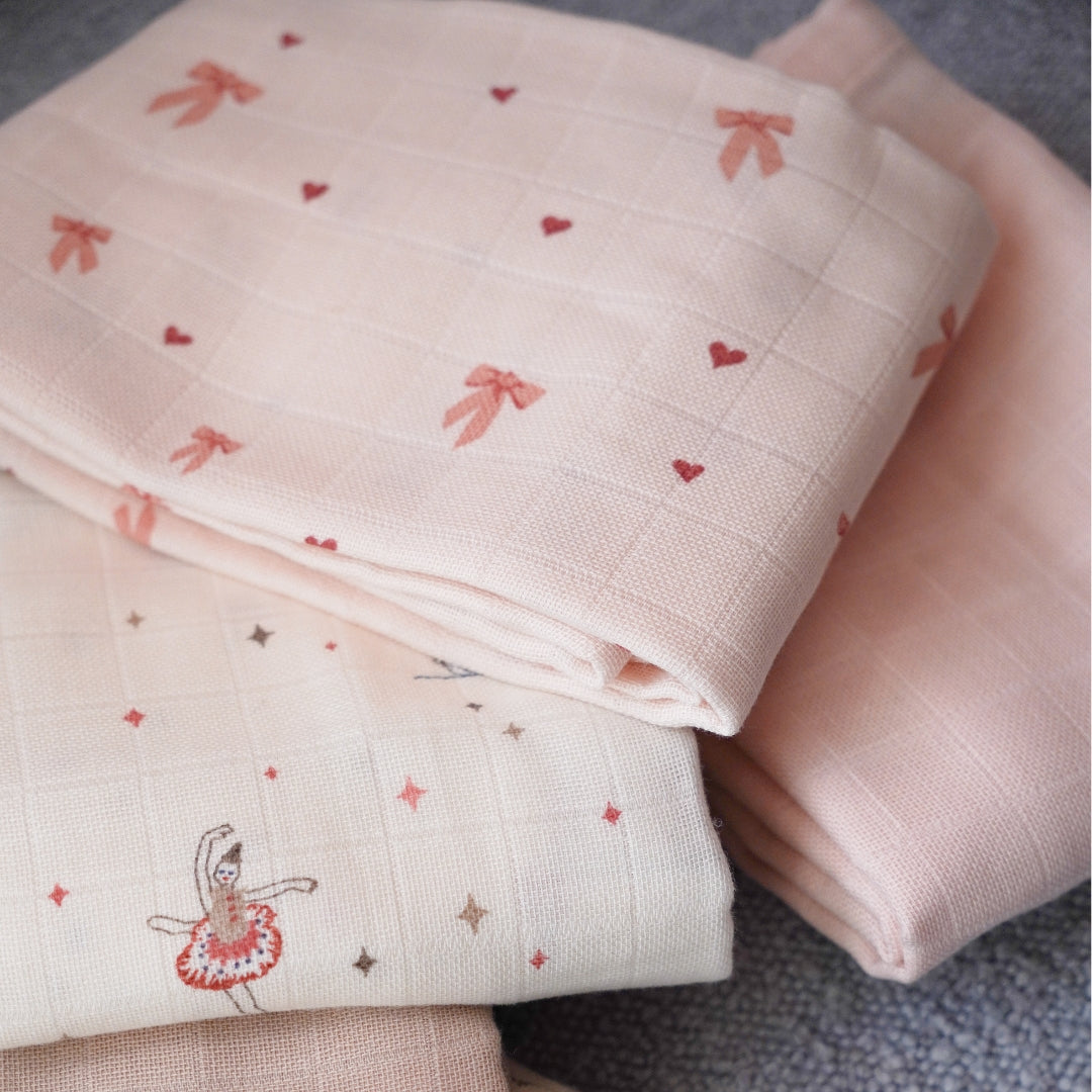 Lange en Mousseline, lot de 3 - GOTS - Bows