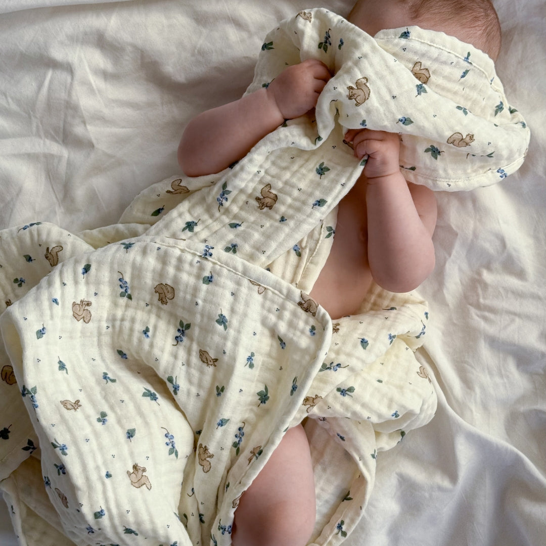 Muslin Baby Blanket - GOTS - Blueberries