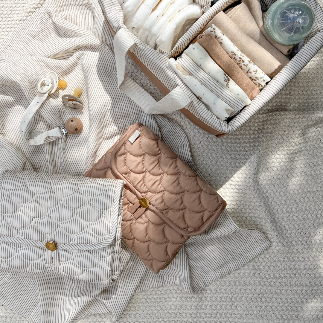 Changing Mat, Quilted - OCS Classic Stripes Camel