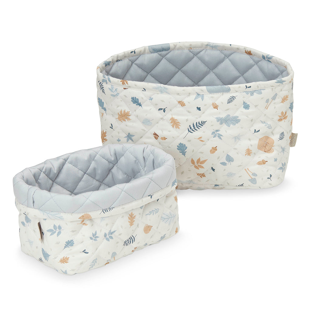 Quilted Storage Basket - Set of Two - OCS Green Leaves