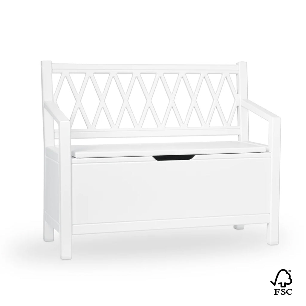 Banc de rangement enfant Harlequin - FSC Mix - Blanc