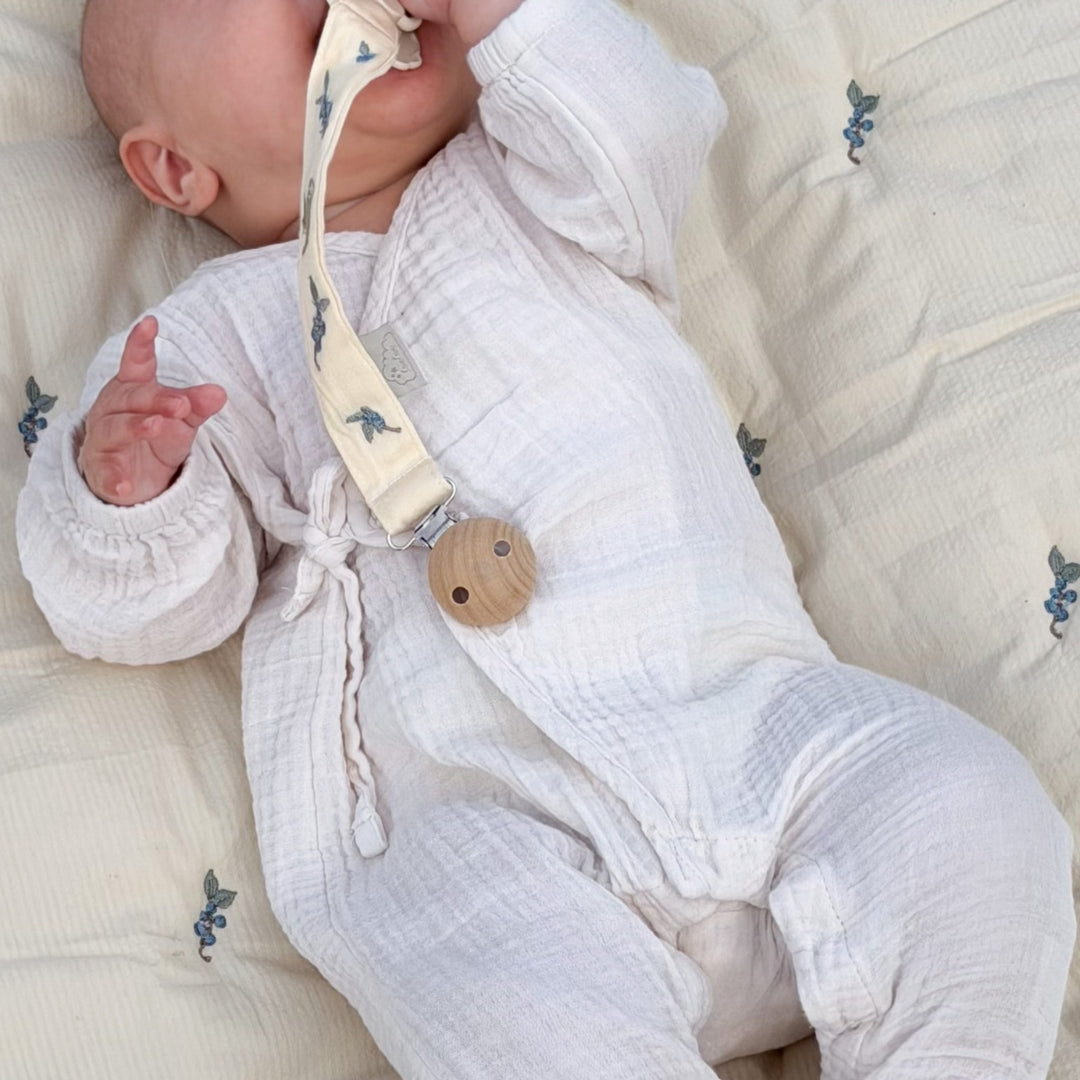 Embroidered Pacifier Holder - GOTS - Blueberries