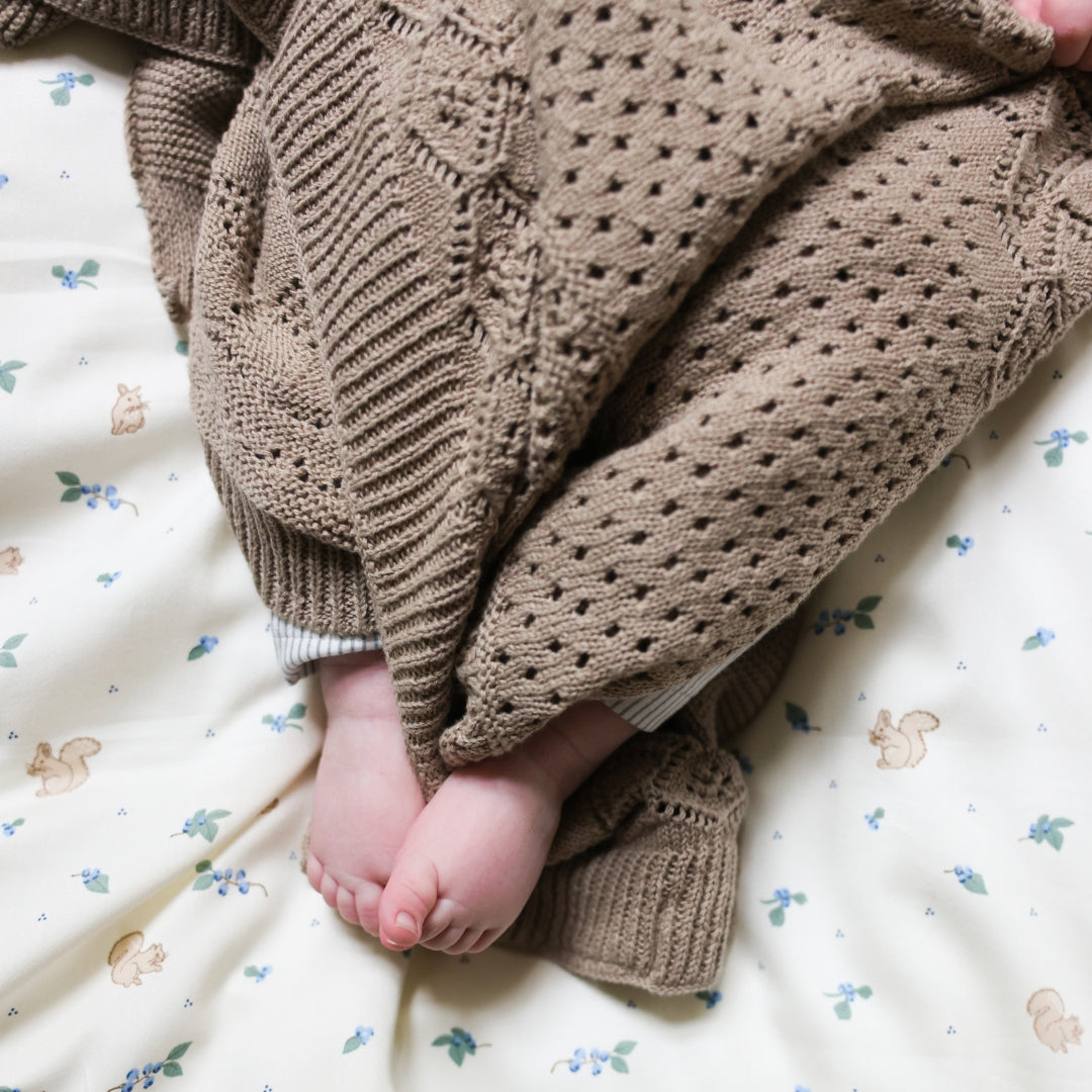 Pointelle Baby Knit Throw - GOTS - Hazel