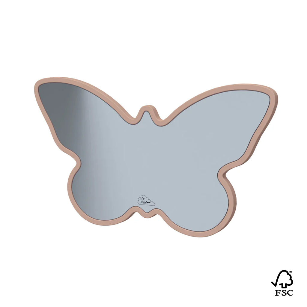 Miroir, papillon -FSC 100% - Vieux rose