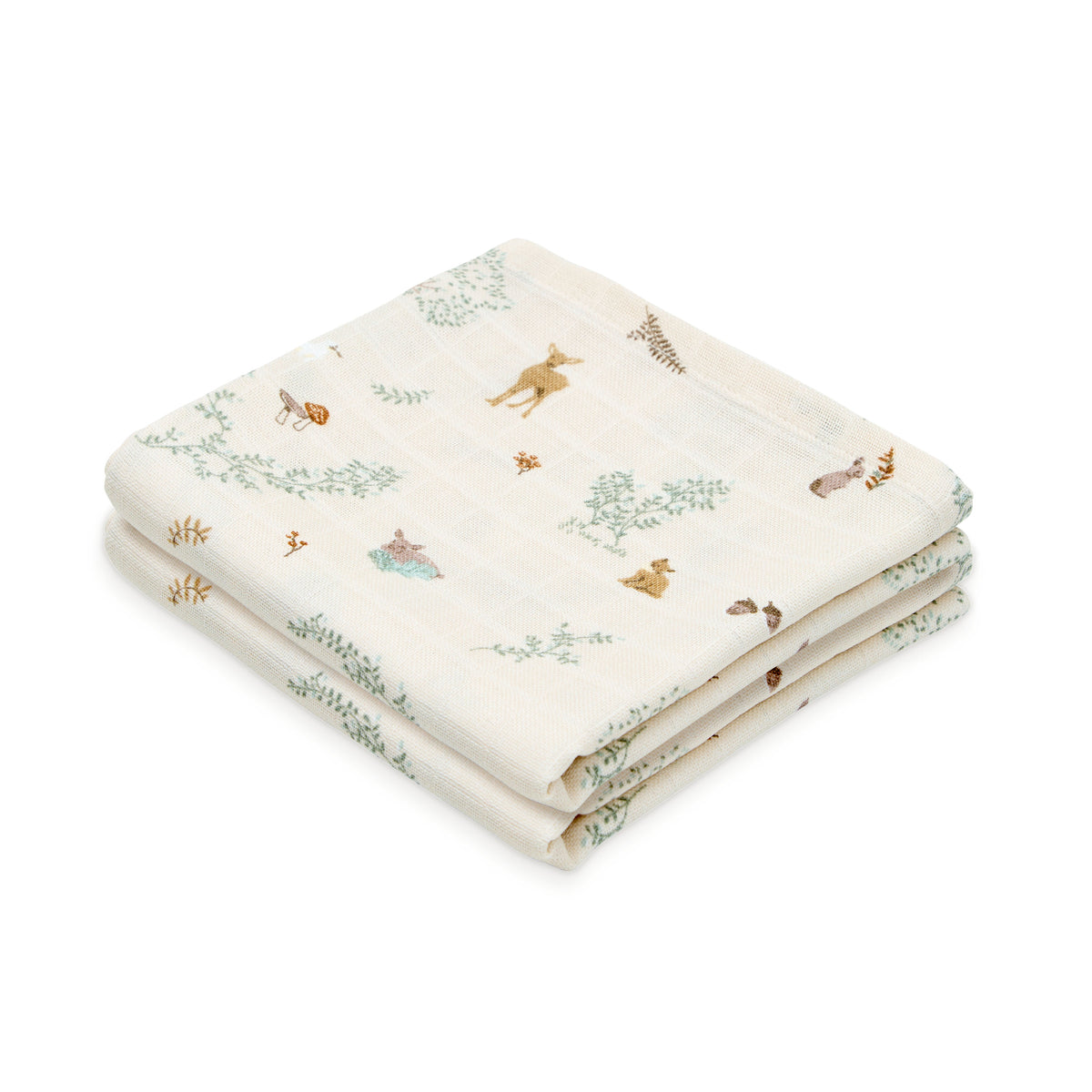 Muslin Cloth, Printed, 2-pack - GOTS - Woodland